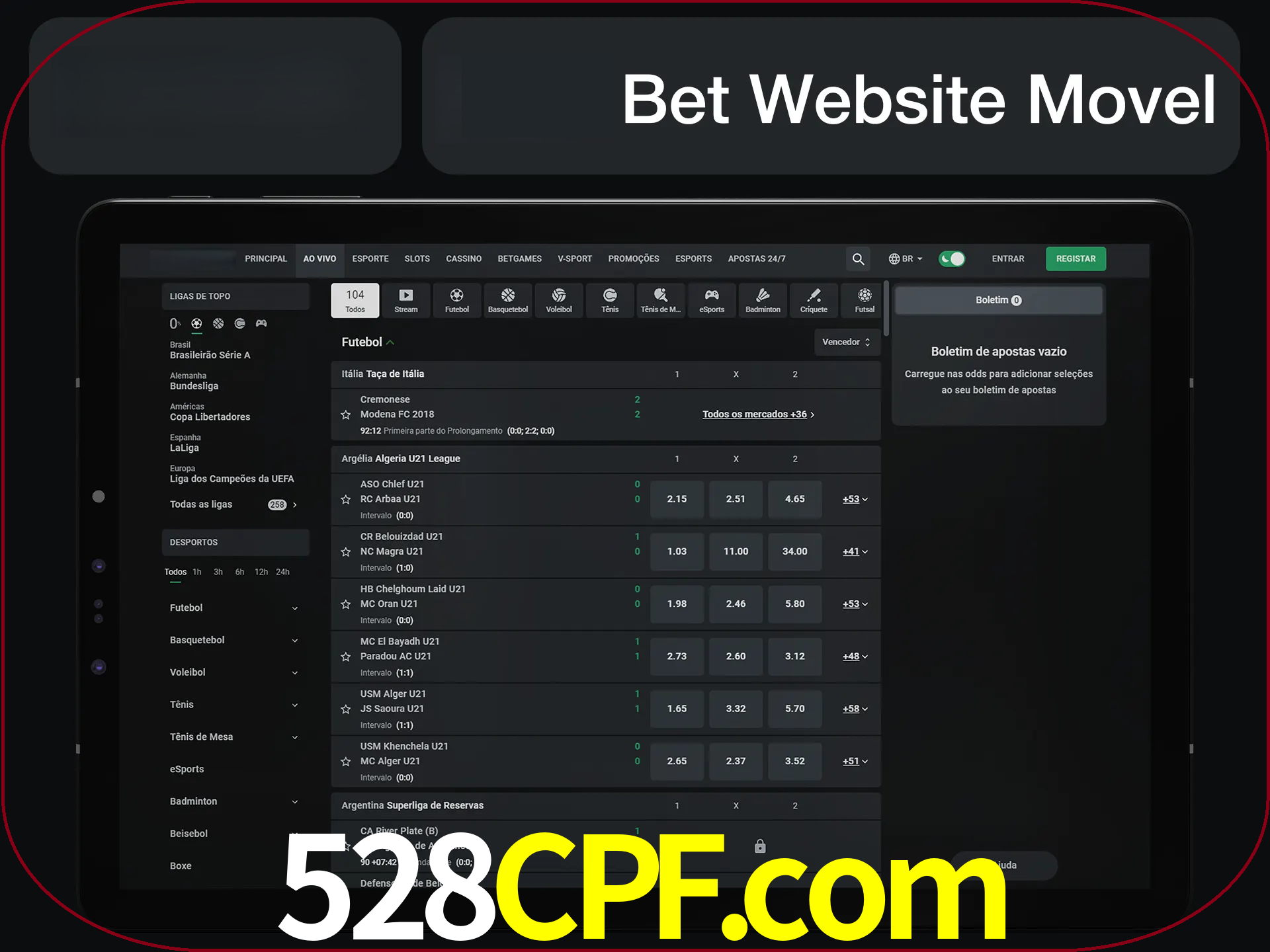 Use nosso website em qualquer dispositivo.