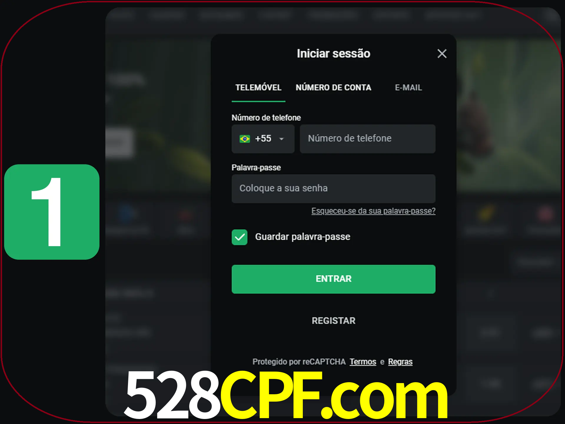 Clique no botão Entrar.
